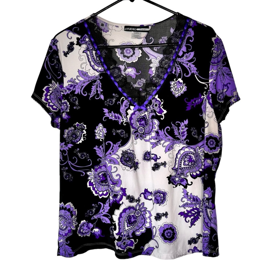 Studio Donatella Paisley Short Sleeve Top XL
